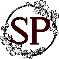 the letter sp is surrounded by flowers in a wreath
