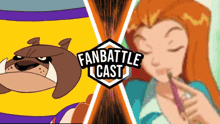 a cartoon dog and a cartoon girl with the words fanbattle cast on the bottom