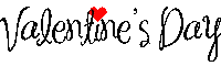 the word valentine 's day is written in black with a red heart in the middle