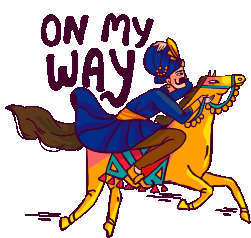 Jahangir Gallops On A Horse With Caption 'On My Way' In English Sticker - Royal Affair On My Way Riding Horse Stickers
