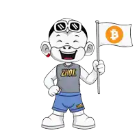 a cartoon character with a shirt that says ' zhout ' on it