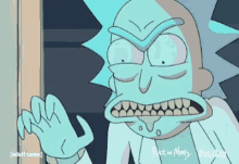 a cartoon of rick from rick and morty is making a funny face