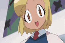 a close up of a cartoon character with a big 0 on her face