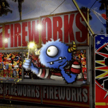Fireworks One Eyed Monster Selling Fireworks GIF - Fireworks One Eyed Monster Selling Fireworks Fireworks Seller GIFs