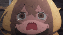 a close up of a crying anime character with tears coming out of her eyes