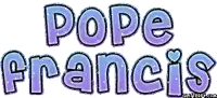 the name pope francis is displayed in purple letters