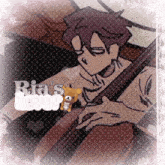a drawing of a man playing a violin with the words ria 's love written above him