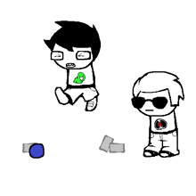 a black and white drawing of a person doing a handstand next to another person wearing sunglasses