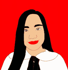 a drawing of a woman with long black hair