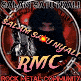 rmc rock metal community logo with a woman in a black hijab