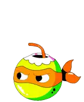 a cartoon drawing of a turtle with a straw in its mouth