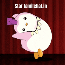 a cartoon of a penguin with the words star tamilchat.in behind it