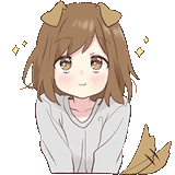 a girl with brown hair and dog ears is wearing a white sweater .