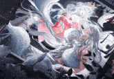 a man and a woman with long white hair are dancing together