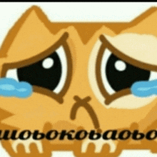 a cartoon cat is crying with tears coming out of it 's eyes