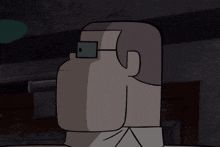 a cartoon of a man wearing glasses and a white shirt