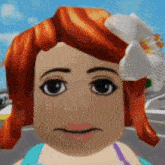 a girl with red hair and a flower in her hair