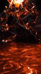 a demon with horns is surrounded by flames