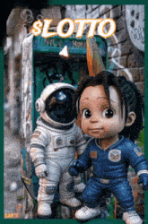 a cartoon drawing of an astronaut and a little girl with the word lotto written above them