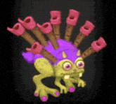 a cartoon monster with a bunch of horns and a purple head