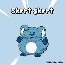 a cartoon drawing of a cat with the words skrrt skrrt written above it
