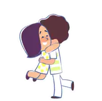 a boy and a girl are looking at each other in a cartoon