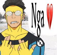 a cartoon drawing of a superhero with the word nga written on the bottom