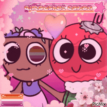 a picture of two cartoon characters with the words girlbasket canon on the bottom