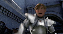 a man in armor says krav maga in a video