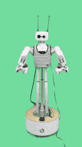 a robot with the word panic on it