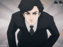 a man in a suit and tie with a cursor mode icon