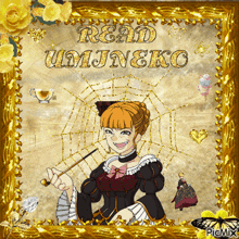 a picture of a girl with a fan and the words read umjineko on the bottom