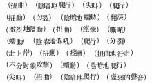 a list of chinese characters including a few numbers