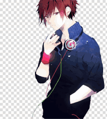 Anime Headphones GIF - Anime Headphones Red Hair GIFs