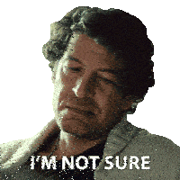a man in a sweater says i 'm not sure on a white background