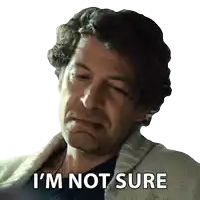 a man in a sweater says i 'm not sure on a white background
