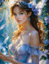 a painting of a woman with butterflies and pixverse ai