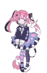 a drawing of a girl with pink hair and hearts on her outfit