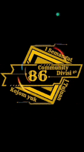 a blue background with a graphic that says semangat community 86