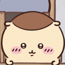 a cartoon drawing of a hamster with a brown head and pink cheeks