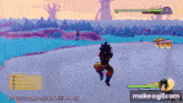 a screenshot of a video game with gt goku super saiyan 4 full power