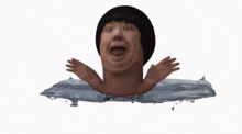 a person with a black haircut is swimming in the water