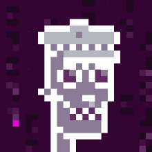 a pixel art of a skeleton with a crown
