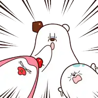 a cartoon of a polar bear holding a red cherry