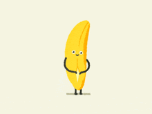 a cartoon illustration of a banana with a face and legs