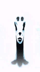 a drawing of a man with a very long neck and a star in the background