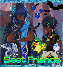 a picture of two anime characters with the words best friends