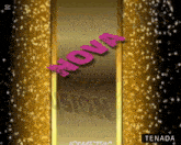 a screen shows the word fusion in pink