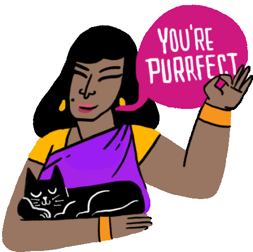 Stri Holds Cat With Caption 'You'Re Purrrfect' In English Sticker - Super Stri Your Purrfect Smiling Stickers