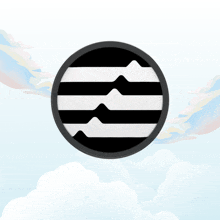 a black and white circle with a mountain in the middle